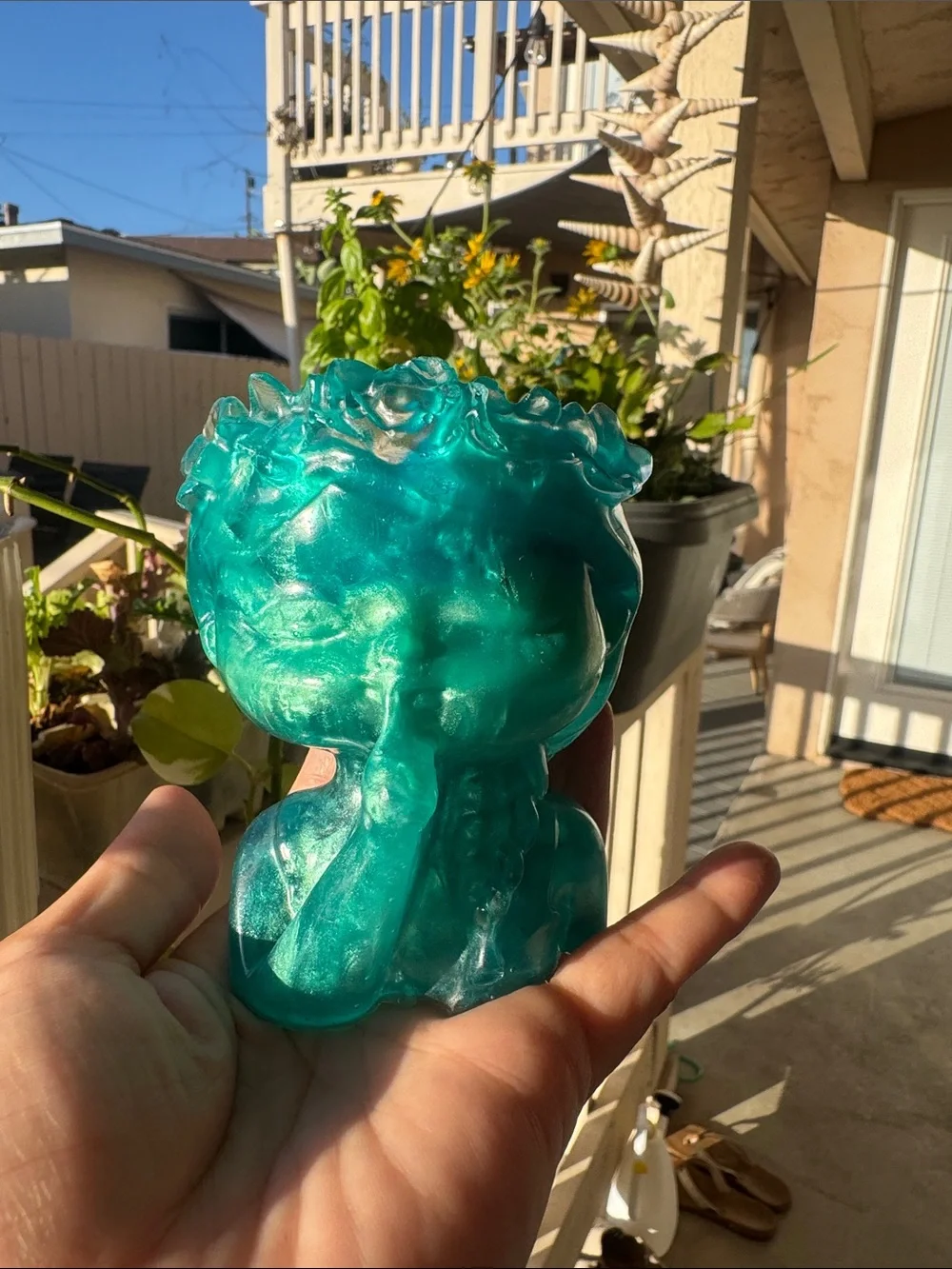 Resin Handcrafted Teal Decorative 2”planters